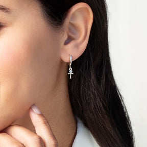 Calvary Cross Huggie Hoop Earrings
