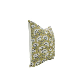 Floral Hand Block Printed Design Viscose Linen Pillow Cover - Rajnigandha