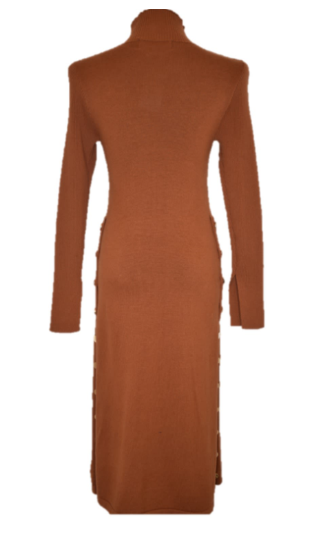 Burnt Orange Ribbed Sweater Dress - Chuks Collins Diffusion Collection - Tasou - The Athletic Side Of Us