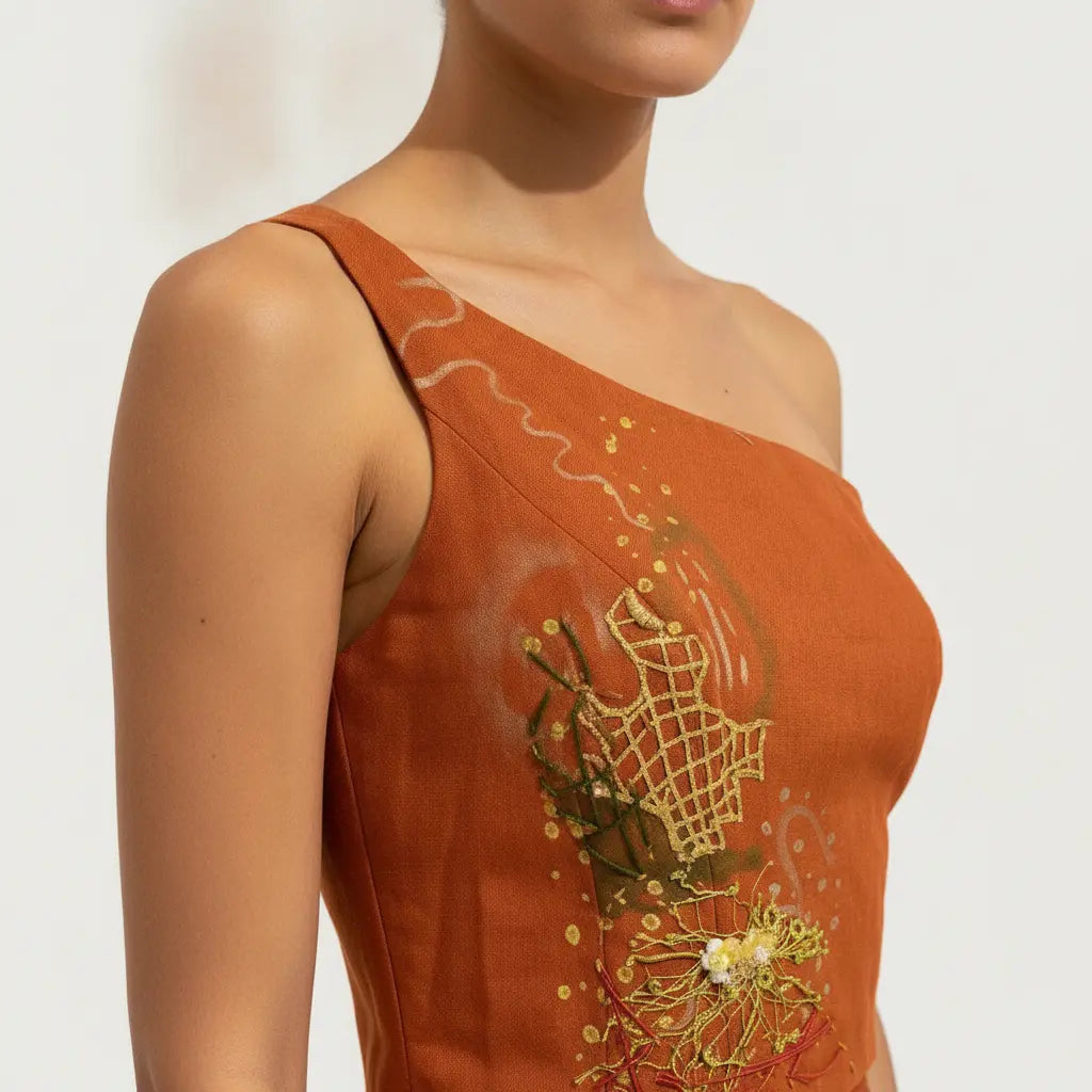 RAICES - Asymmetrical Linen Set with Ancestral Intervention