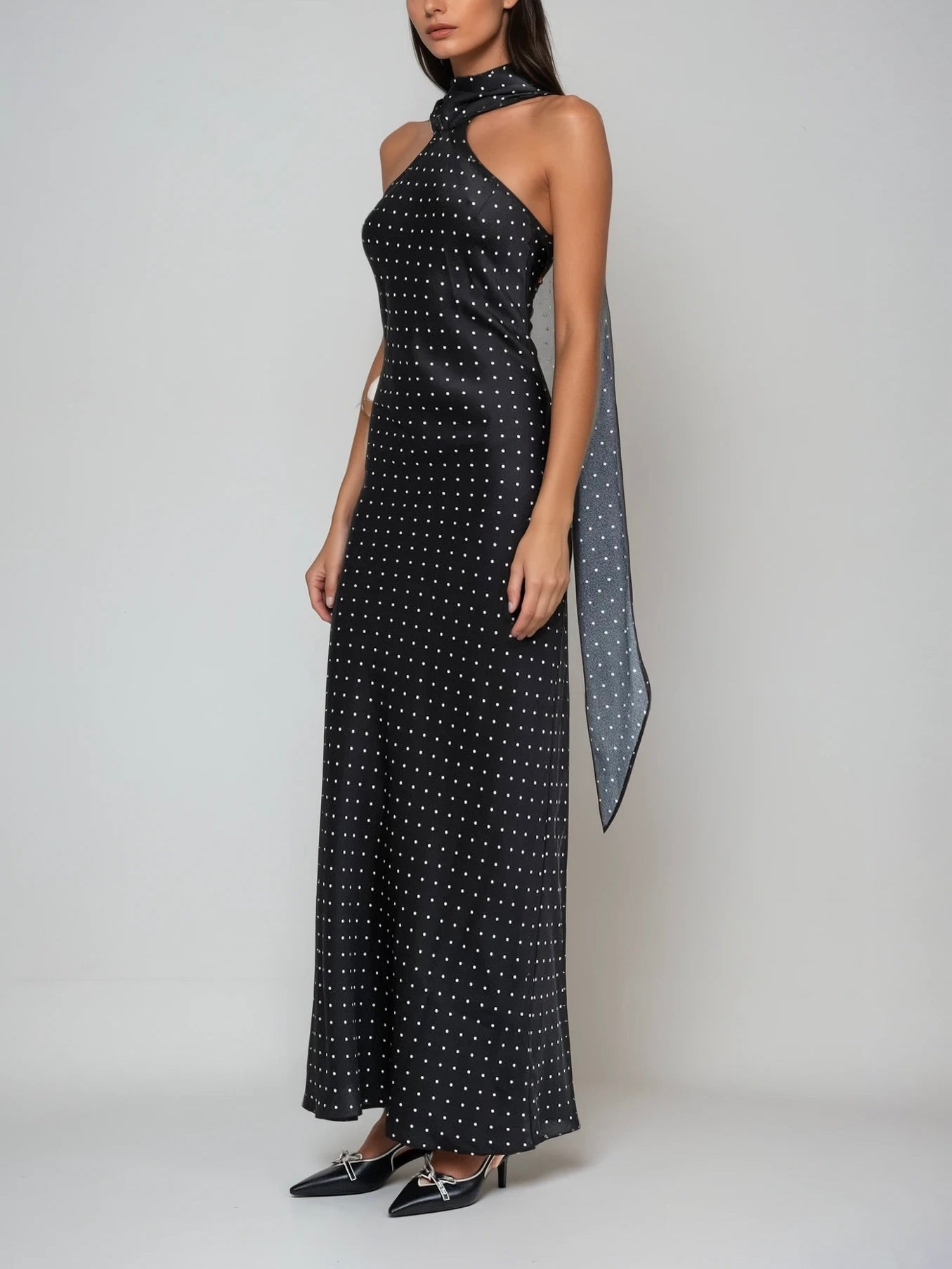Léonie Halter Polka-Dot Satin Gown
