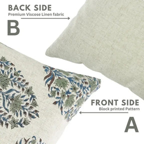 Unique Hand Made Block Printed Viscose Linen Pillow Cover- Kumud