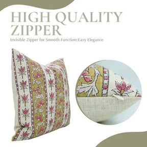 Beautiful Hand Block Printed Design Viscose Linen Piillow Cover - Laxmi