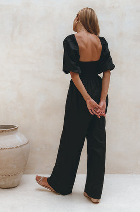 Heaven Bay Linen Jumpsuit - Black