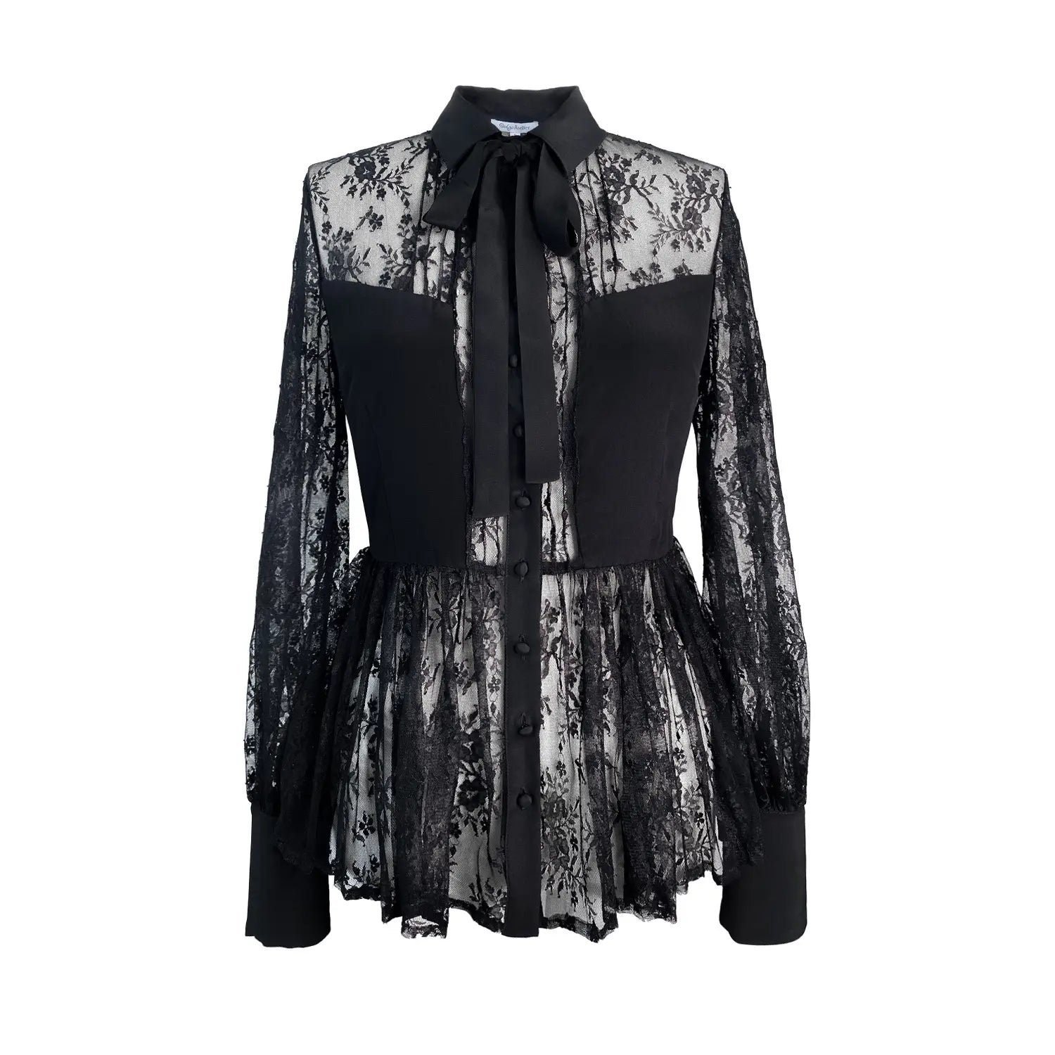 Laelia Pleated Lace Silk Blouse