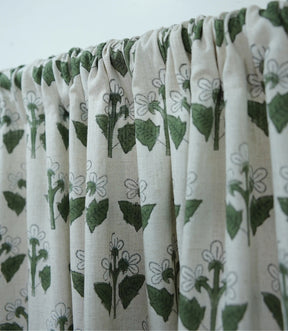 Chahat Handmade Block Print Floral Linen Curtains
