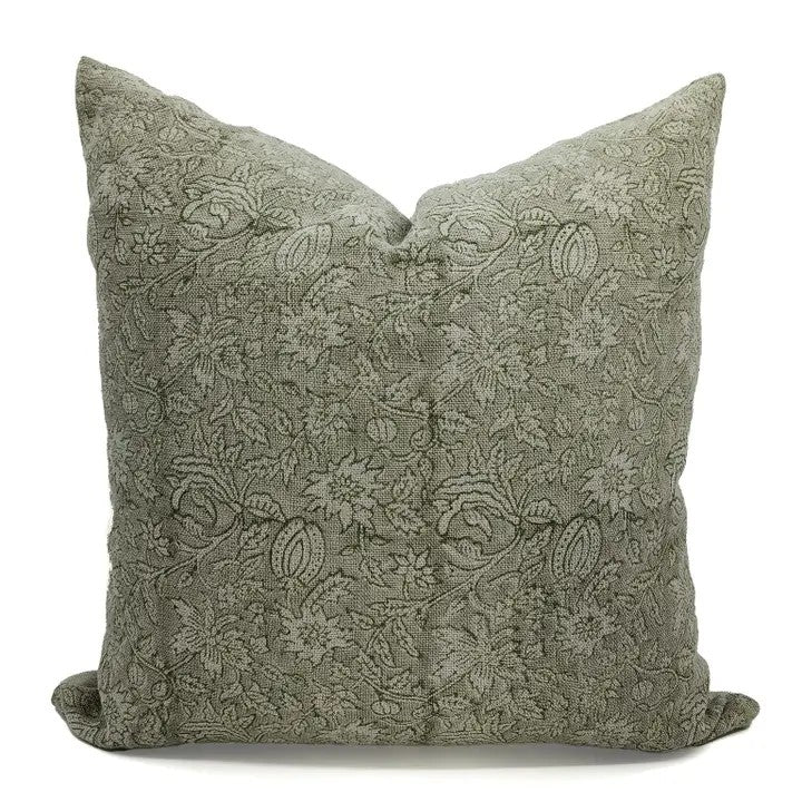 Boho Hanndmade Thick Linen Block Print Cushion Cover - Manikarnika