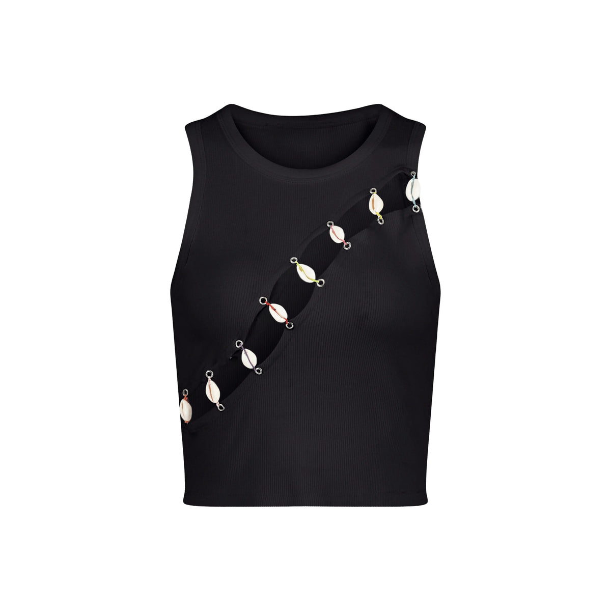 Cowrie Shell Embellished Tank Top