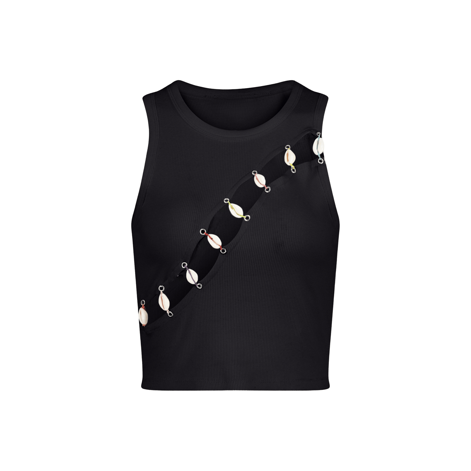 Cowrie Shell Embellished Tank Top