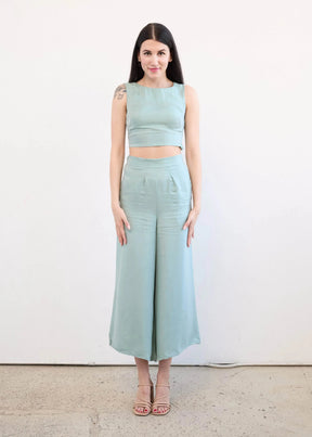 Boat Neck Crop Top In Cupro