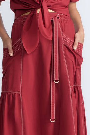 Milena Cotton Maxi Skirt | Wine