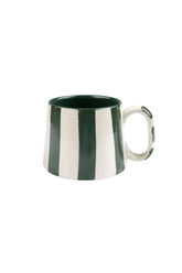 Ceramic Olive Stripe  Coffee Cup- 220ml  (set Of 2)
