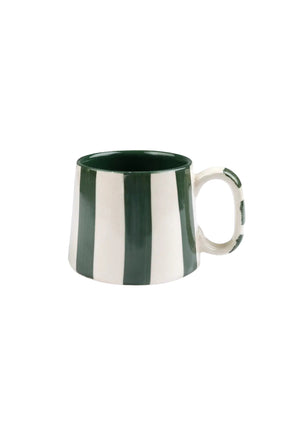 Ceramic Olive Stripe  Coffee Cup- 220ml  (set Of 2)