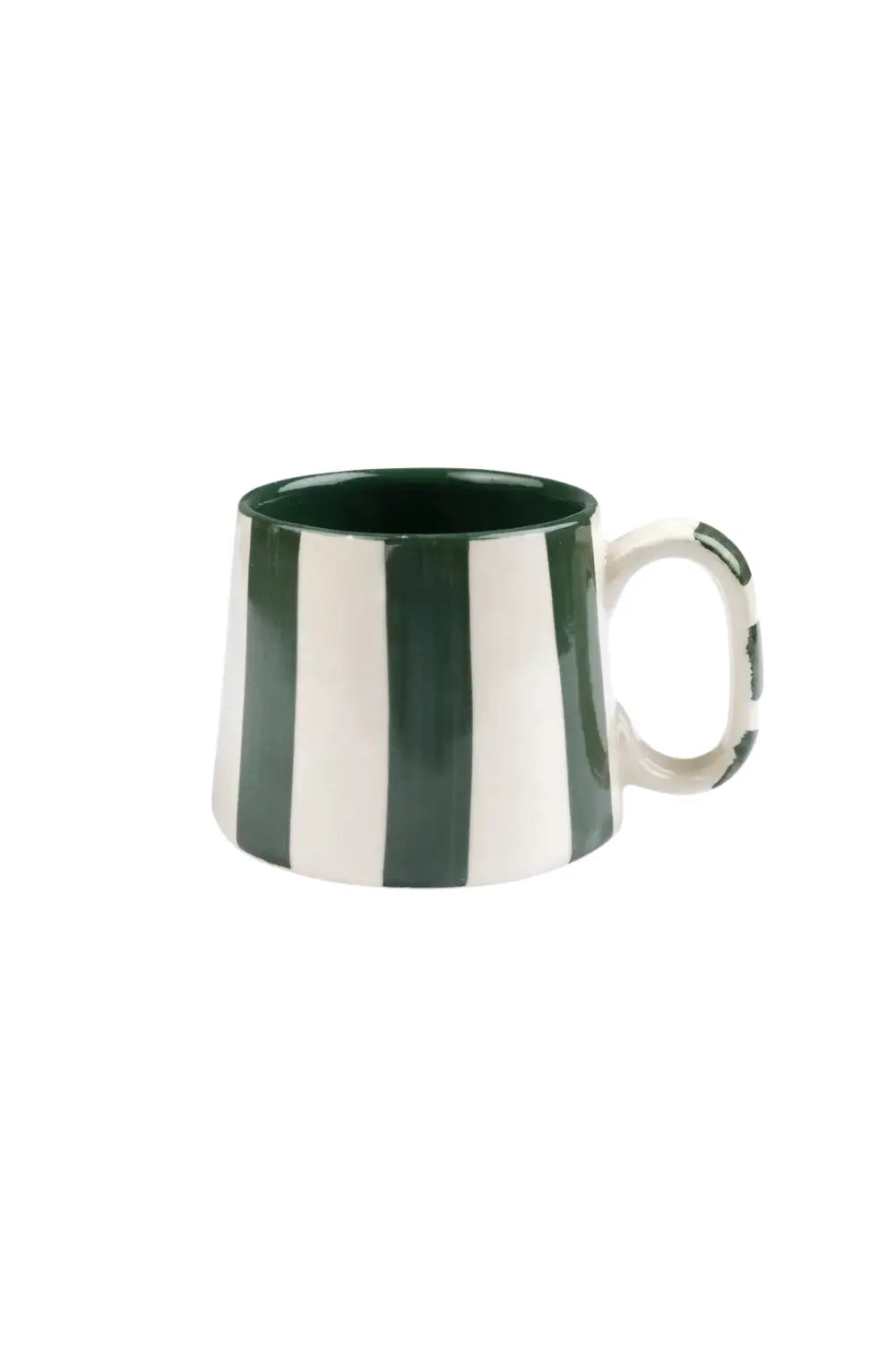 Ceramic Olive Stripe  Coffee Cup- 220ml  (set Of 2)