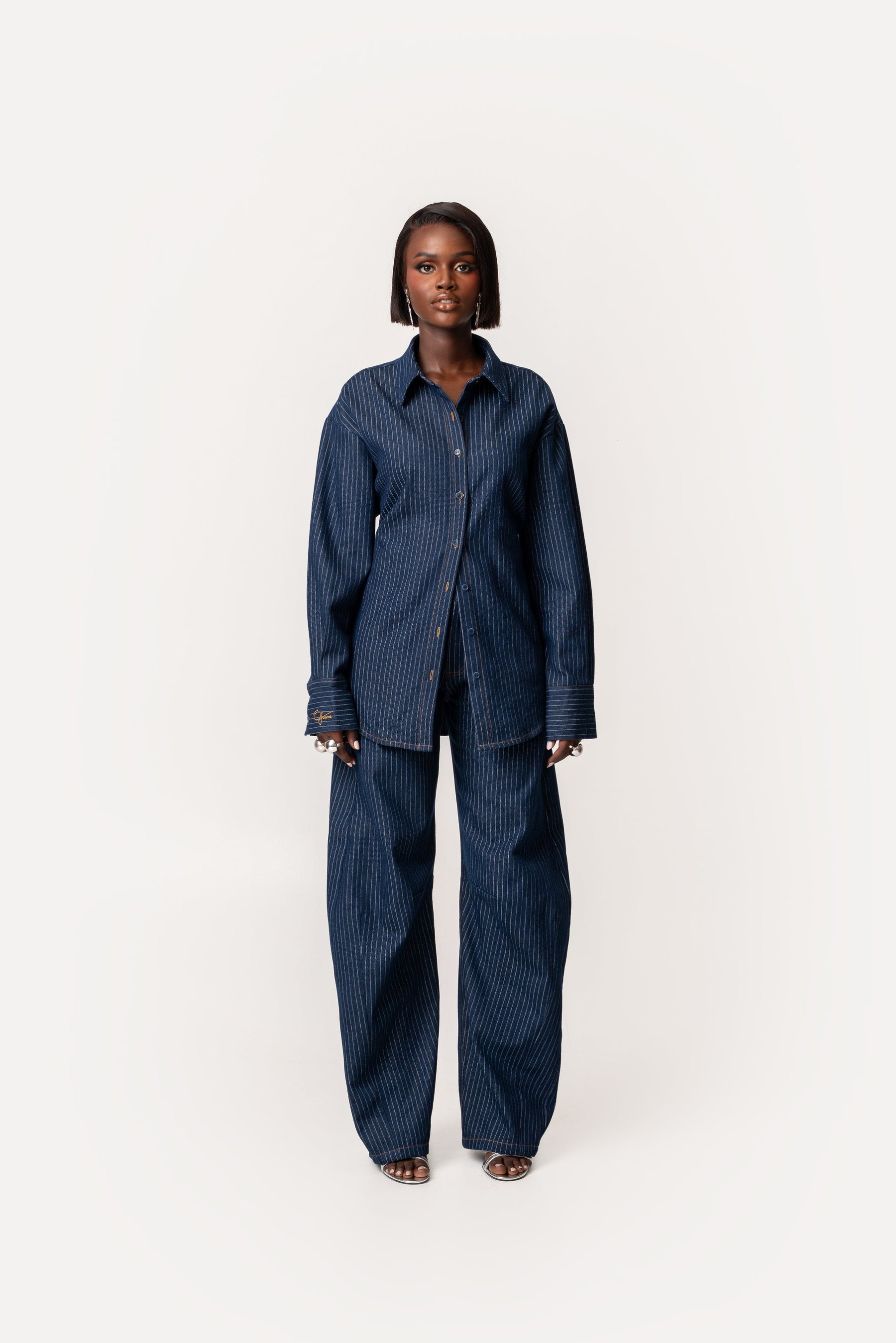 Denim Pinstripe RUE Button Up Shirt