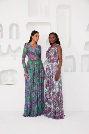 Two-Piece Palazzo Set – Afterlight Safari- Green-Pink