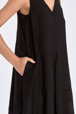 Lenox Godet Dress | Black