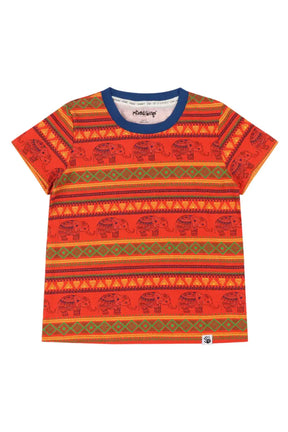 Mixed Up Clothing Kids Suave Elephant Print Short Sleeve T-Shirt - Jacquard Stripe