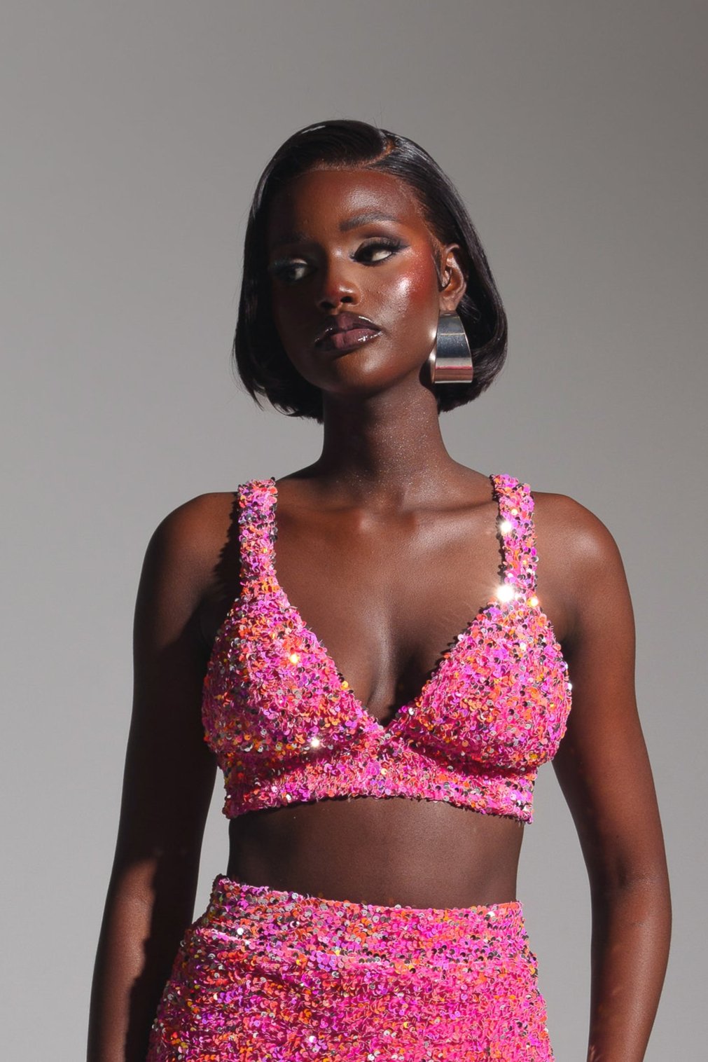 LIZA Sequin Bra Top in TOURMALINE