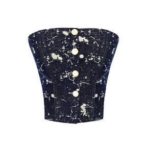 Laura Embellished Denim Bustier