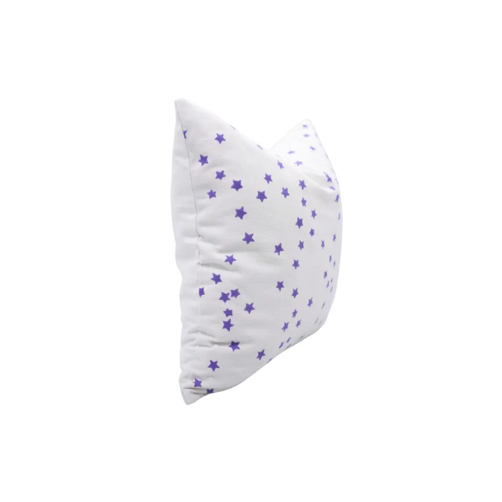 Sparkle Handmade Block Print Thick Cotton White Cushion Cover - Star