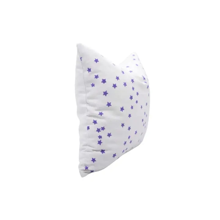 Sparkle Handmade Block Print Thick Cotton White Cushion Cover - Star