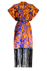 Ajah New Collection Drop2 - Fringe Kimono-Style Batik Maxi Dress