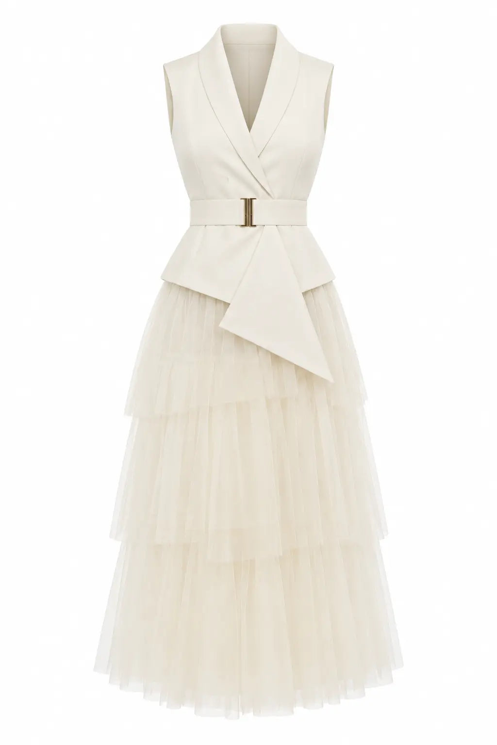 Butter Yellow Layer Skirt & Ivory Waist Coat - Soft Contrast