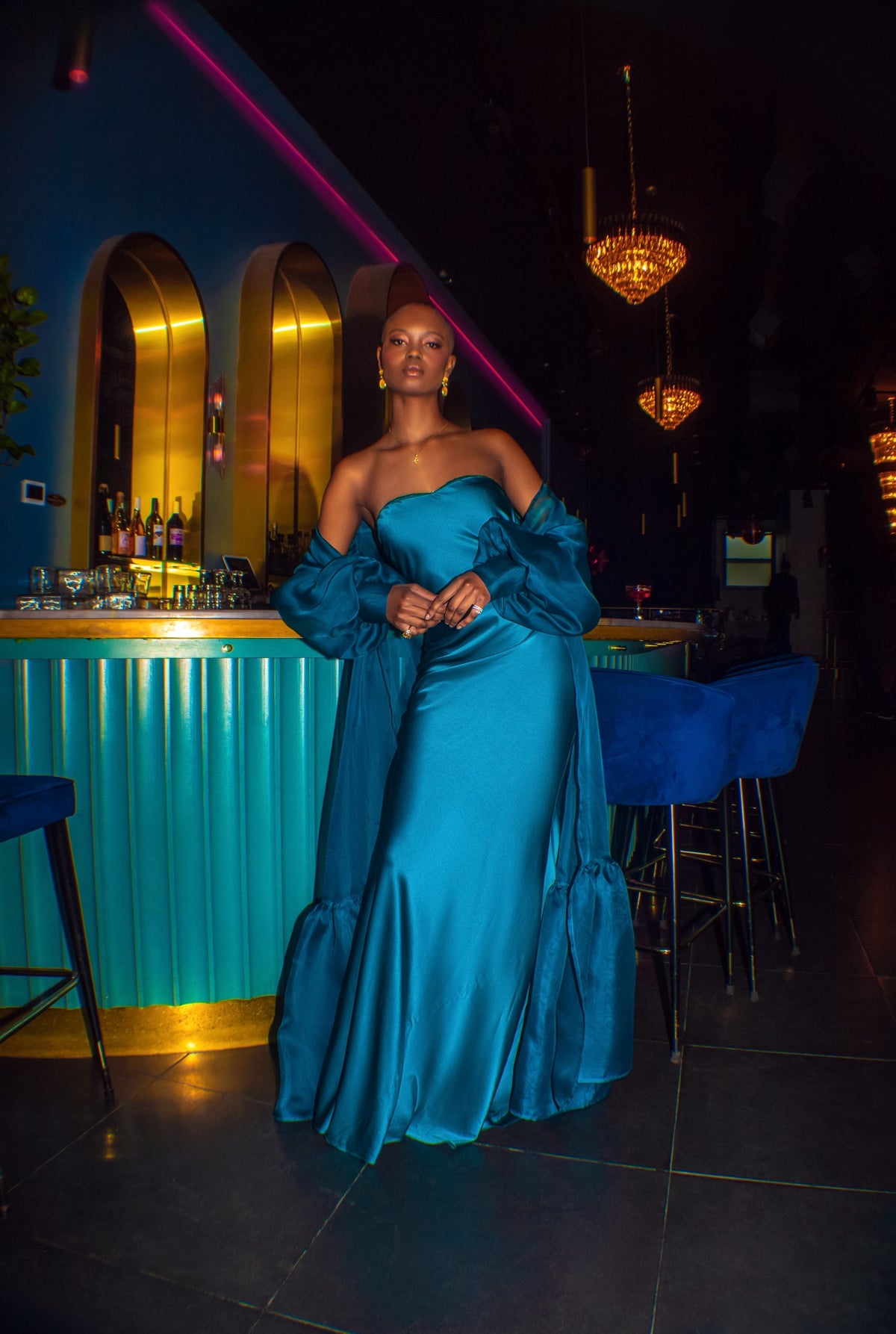 Iman Silk Cowl Back Gown