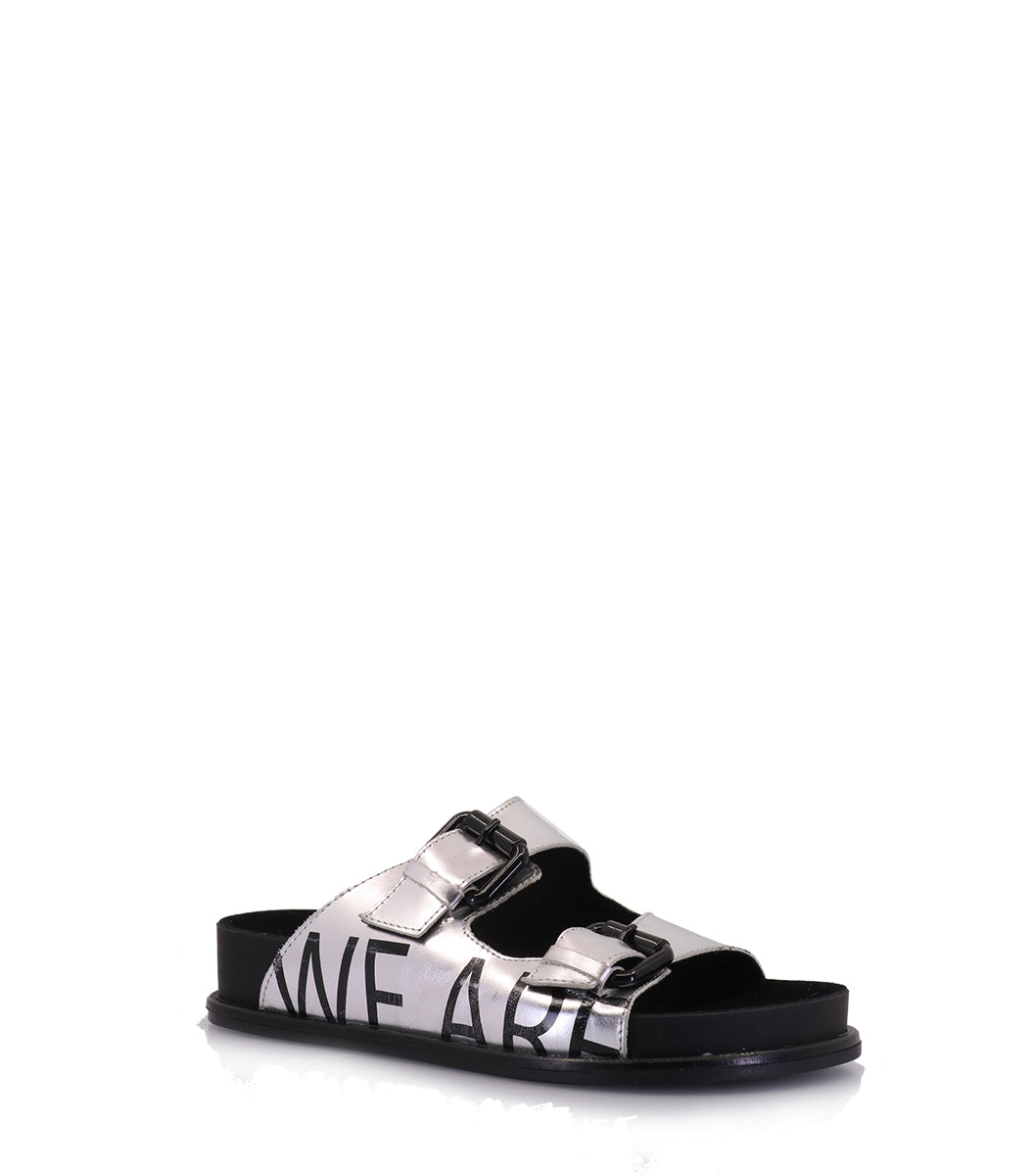 Shiny Silver Buckle Sandals Minty