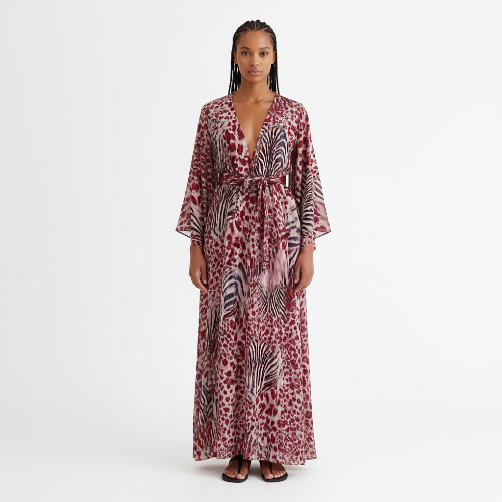 Silk Pink Safari Kimono