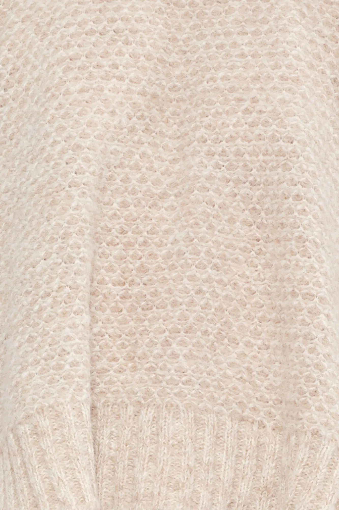 Chelsea Openwork Alpaca Poncho | Beige Melange