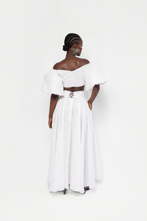 Linen DANI Maxi skirt in White