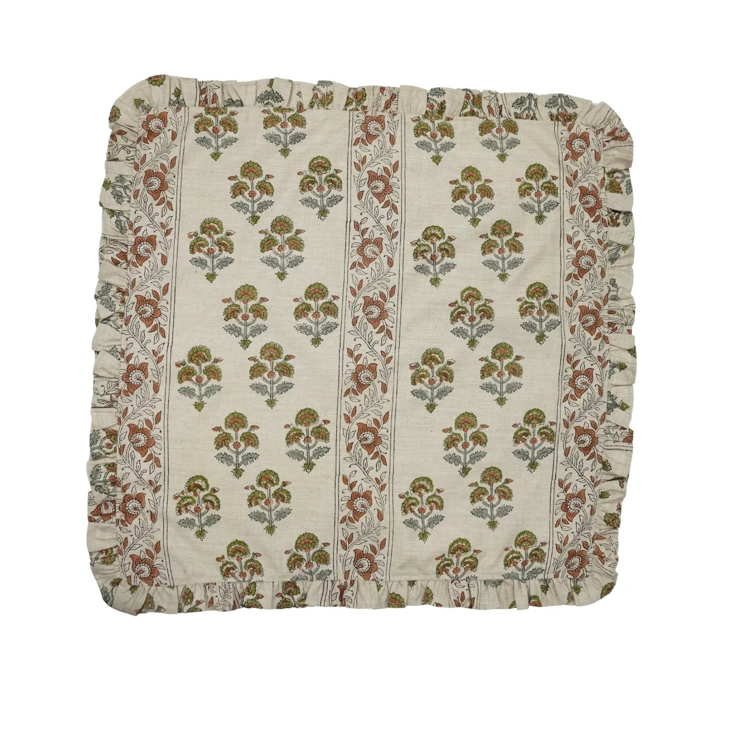 Decorative Block Print Cotton Frill Napkins Set of 4 – Traffic Light Border