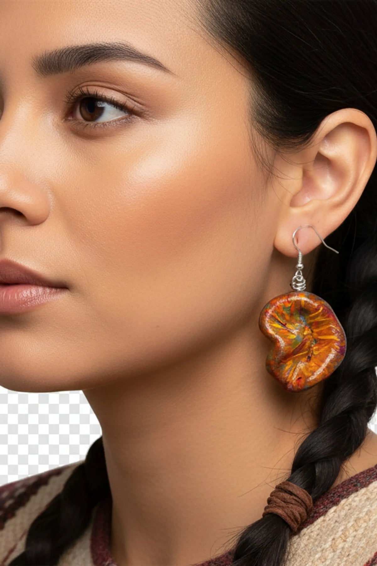 Brit Ceramic Earrings - Earth Tones With Multi-color Glaze