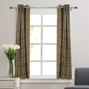 Decorative  Block Print Pure Linen Grommet Curtain - Pishta