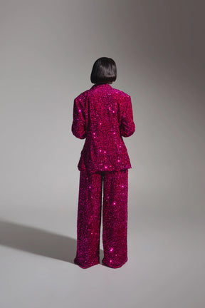 LIZA Sequin Blazer in MAGENTA