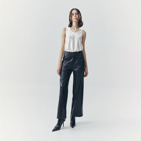 ARIA LOOSE BLACK LEATHER PANTS