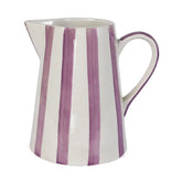 Ceramic Stripe  Pitcher, Purple- 8.25 x 8.25 x 8 Inches