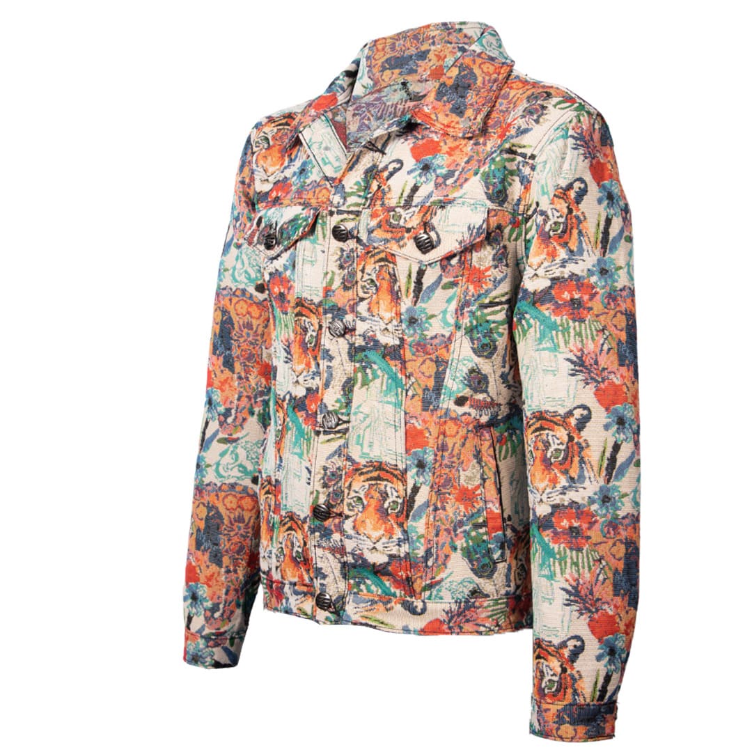 Tiger print denim jacket