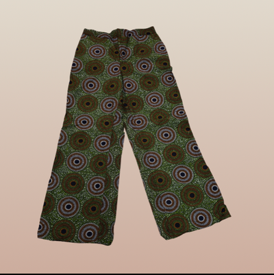 Dark Green Waves Wide Leg Pants