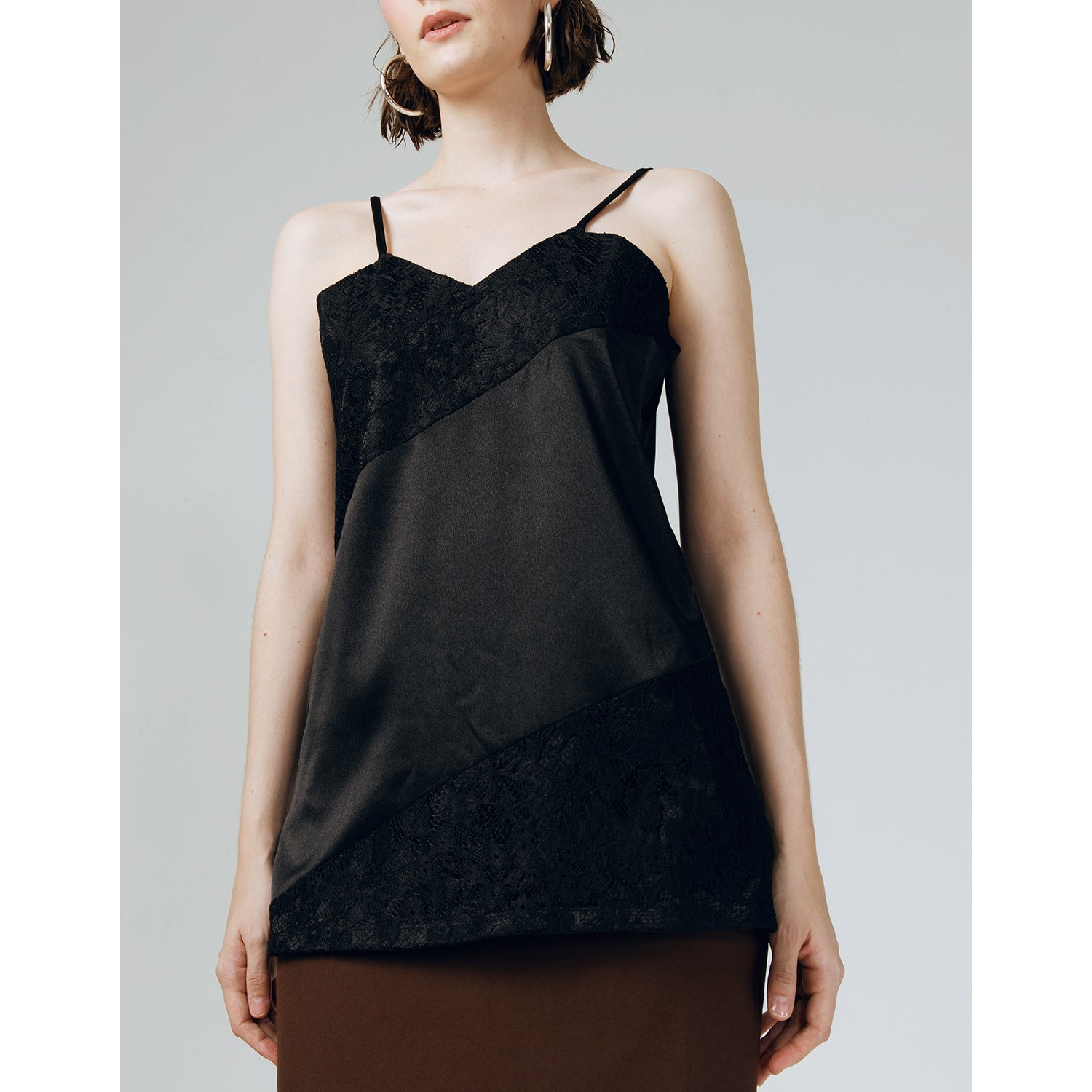 LACE-DETAILED SATIN CAMISOLE