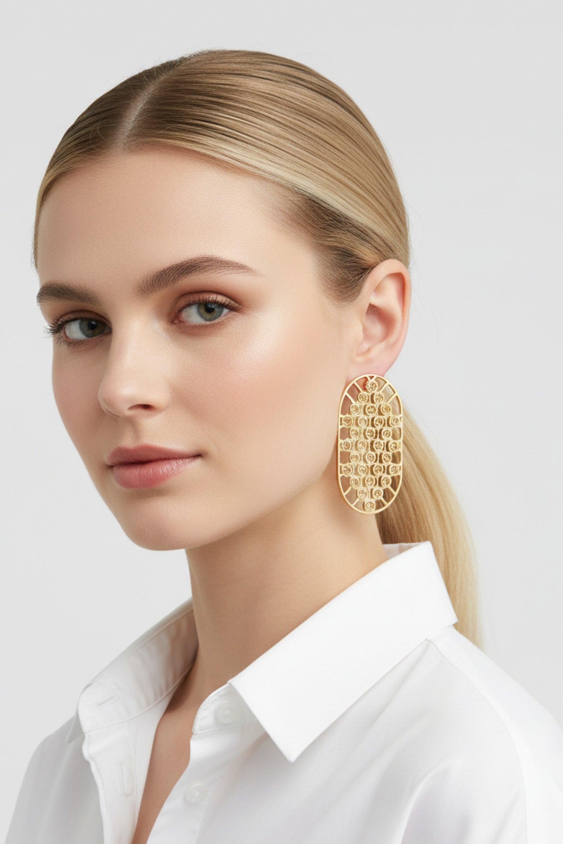Net Gold Statement Earrings