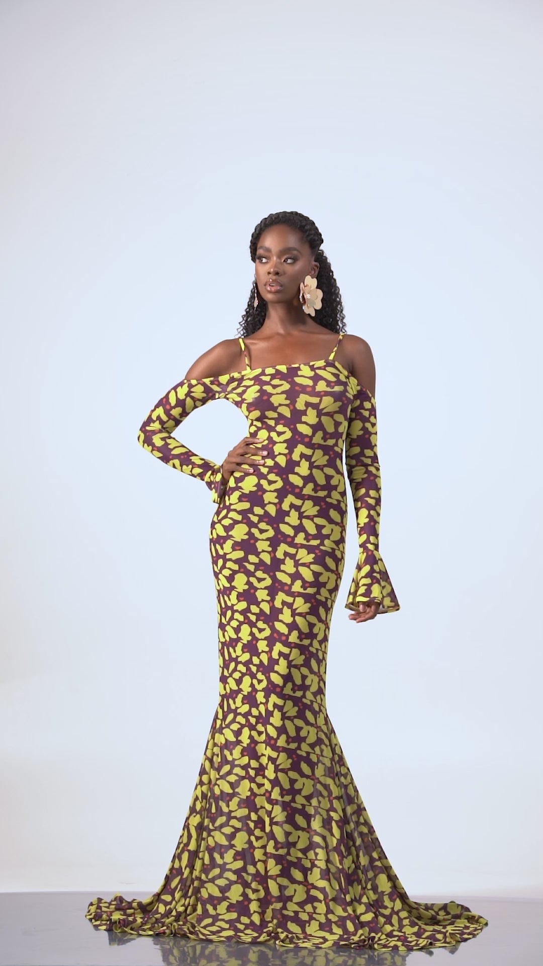 SAKI OFF SHOULDER MAXI MESH DRESS