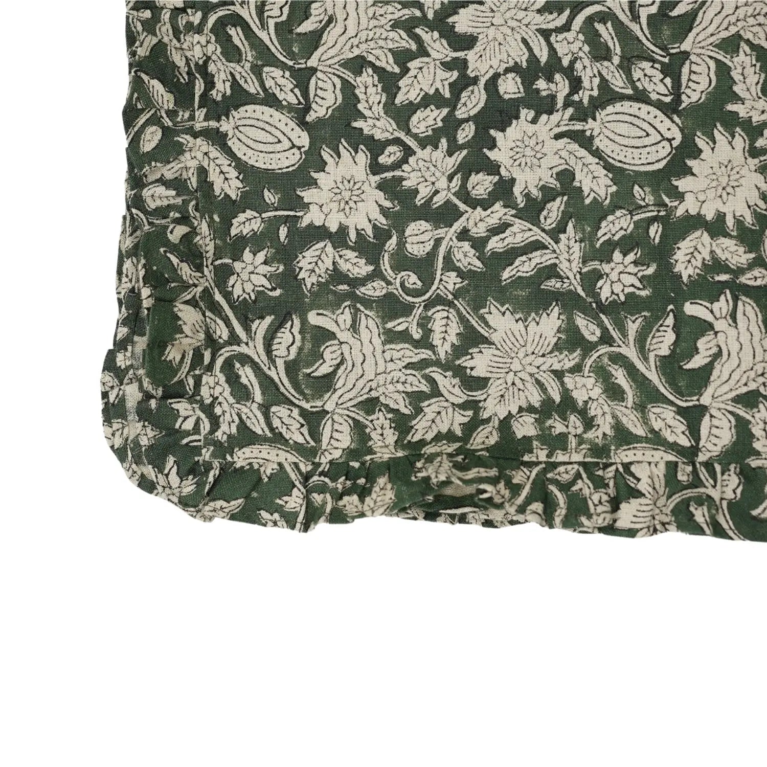 Classic Indian Block Print Pure Linen Frill Napkins Set of 4 - Manikarnika