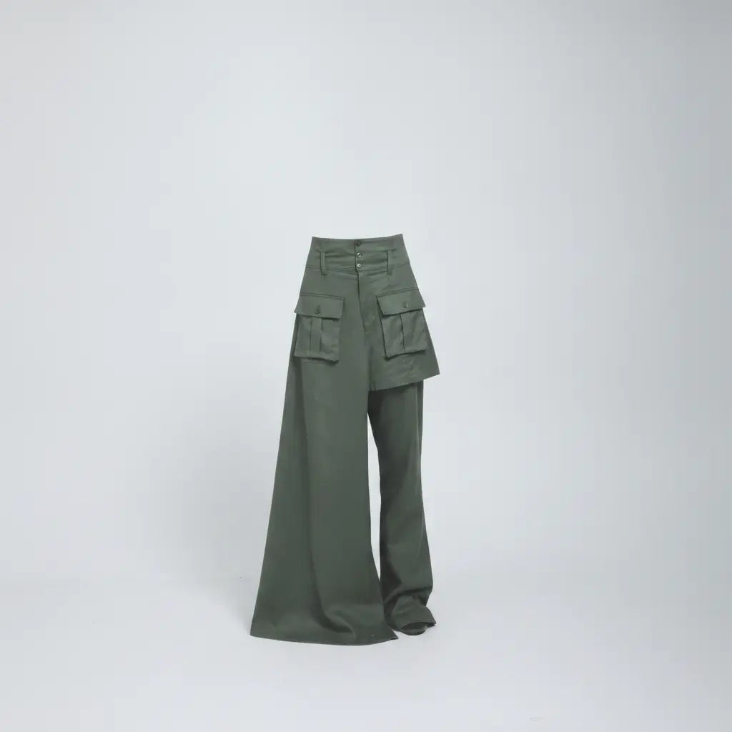 Ciocco Asymmetric Cargo Skirt Trousers
