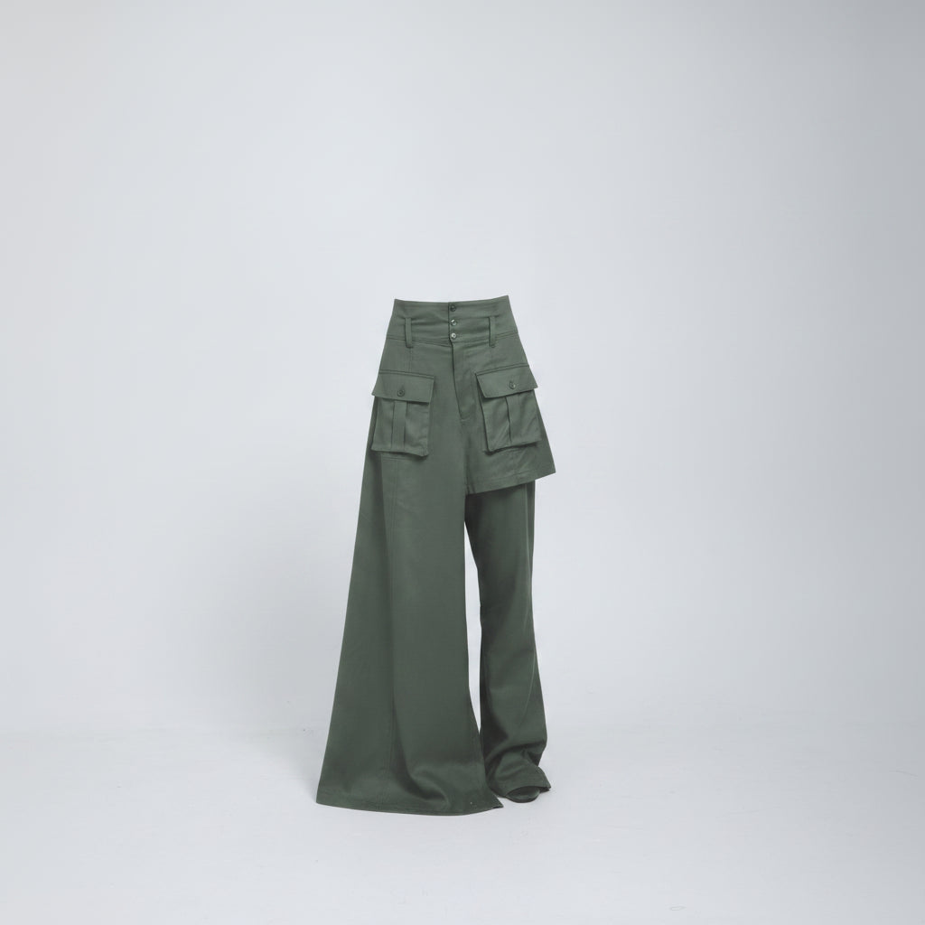 Ciocco Asymmetric Cargo Skirt Trousers