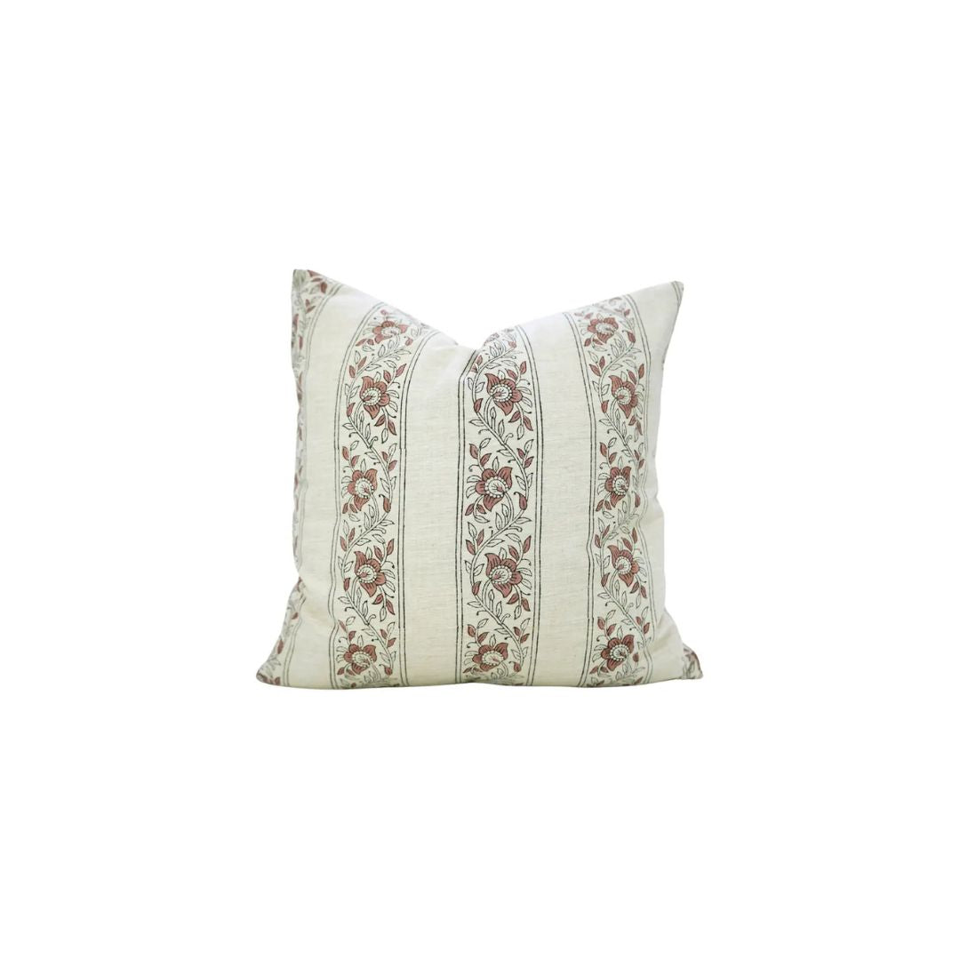 Unique Block Linen Blend Pillow Cover - Bagh Buta Border