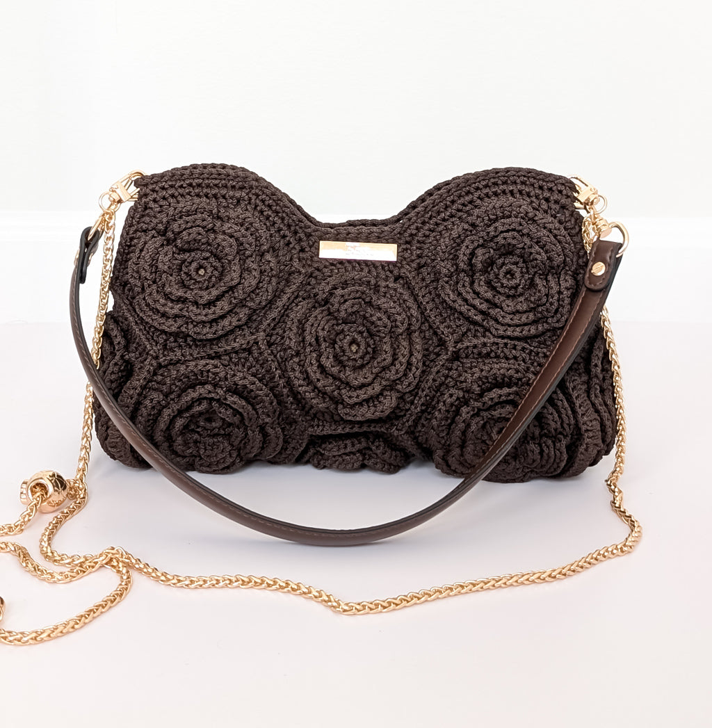 Aurora Tote | Crochet Handmade Bag | Color Dark Chocolate Brown
