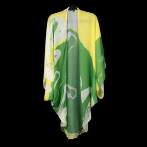 Yellow Green Floral Stems BW Kimono